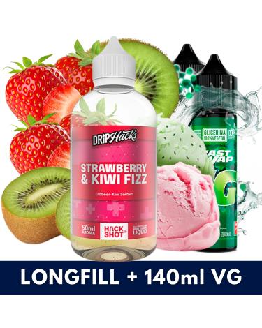Strawberry & Kiwi Fizz 50ml/250 Aroma (Longfill) Drip Hacks + 140ml VG Fast