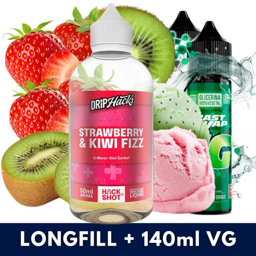 Strawberry & Kiwi Fizz 50ml/250 Aroma (Longfill) Drip Hacks + 140ml VG Fast