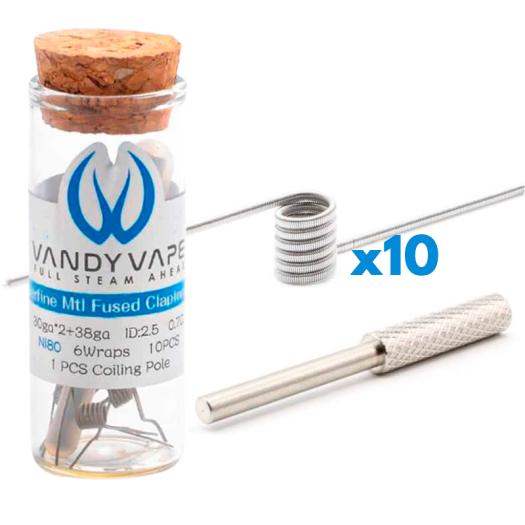 Superfine MTL FUSED CLAPTON COIL 10Pcs Ni80 (30gax2+38ga) 0.7Ω - VANDY VAPE