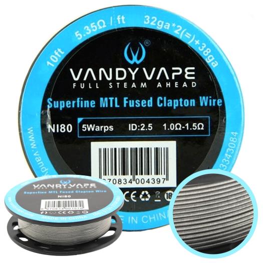 Superfine MTL Ni80 5.35ohm Fused Clapton Wire Vandy Vape