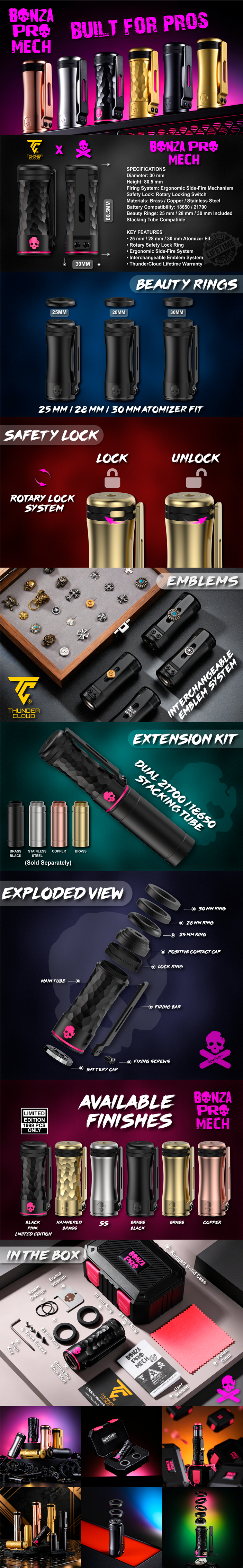 Mech Bonza Pro Kit Limited Edition Pink Black - Thunder Cloud x Vaping Bogan