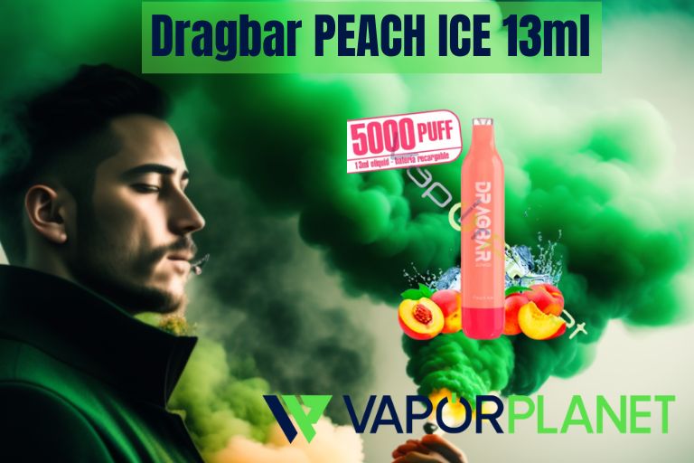 Dragbar PEACH ICE 13ml – 5000 PUFF – Desechable SIN NICOTINA